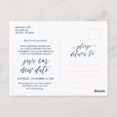 Ästhetisches Blau, Ändern Sie das Datum, Party ver Postkarte (Rückseite)