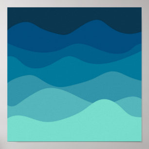 Ästhetisches blaues Wavy-Muster Poster