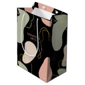 Ästhetisches Boho Geometrie-Muster für Bio Formen Mittlere Geschenktüte (Rückseite Schrägansicht)