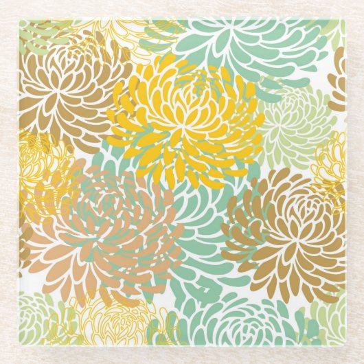 Ästhetisches Dahlia-Blume-Muster Glasuntersetzer (Vorderseite)