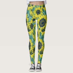 Ästhetisches farbenfrohes Sonnenblumenmuster Leggings