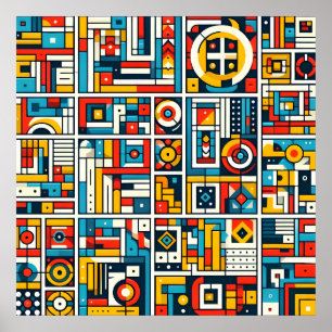 Ästhetisches Farbige Geometrisches Muster Poster