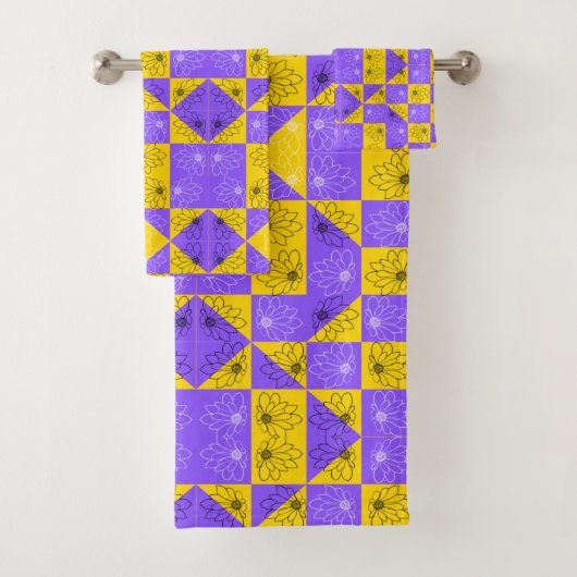 Ästhetisches geometrisches Schachbrett Muster Badhandtuch Set (Insitu)