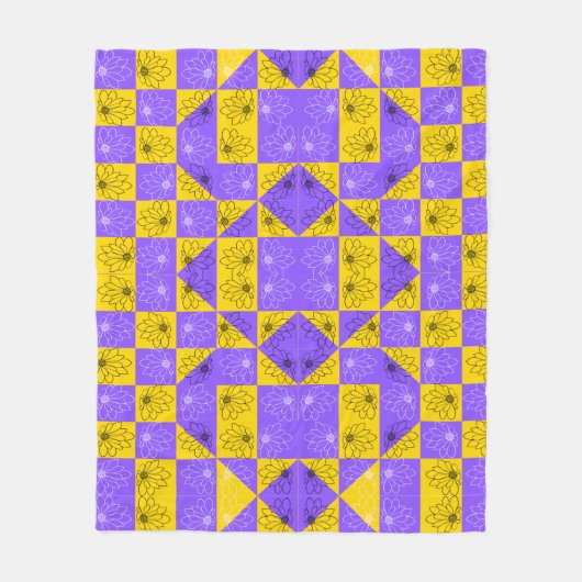 Ästhetisches geometrisches Schachbrett Muster Fleecedecke (Vorderseite)