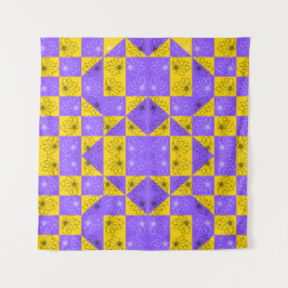 Ästhetisches geometrisches Schachbrett Muster Wandteppich