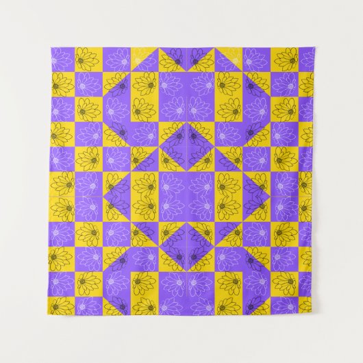 Ästhetisches geometrisches Schachbrett Muster Wandteppich (Vorderseite)