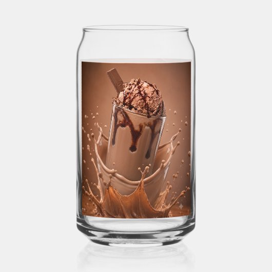 Ästhetisches Glas mit Schokoladensplash-Eiskaffee (Rückseite)