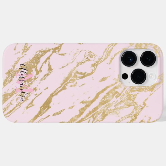 Ästhetisches Gold Marmor Rosa Rosa Case-Mate iPhone Hülle (Rückseite (Horizontal))