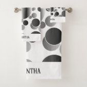 Ästhetisches Graues Abstraktes Polka Dots Muster W Badhandtuch Set (Insitu)