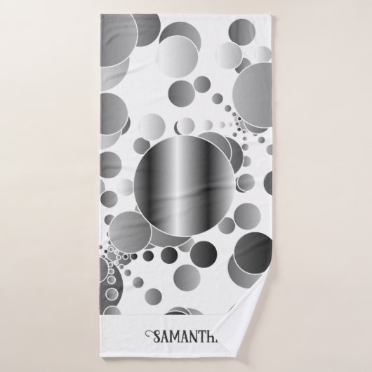 Ästhetisches Graues Abstraktes Polka Dots Muster W Badhandtuch Set (Badehandtuch)