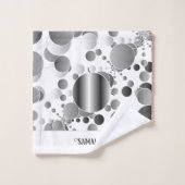 Ästhetisches Graues Abstraktes Polka Dots Muster W Badhandtuch Set (Waschlappen)