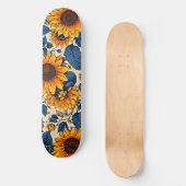 Ästhetisches Happy Sunflowers Muster Skateboard (Vorderseite)