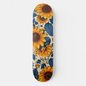 Ästhetisches Happy Sunflowers Muster Skateboard (Vorderseite)