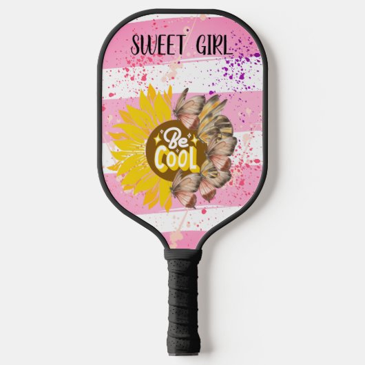 ästhetisches, kurzatmiges rosa Design Pickleball Schläger (Vorderseite)