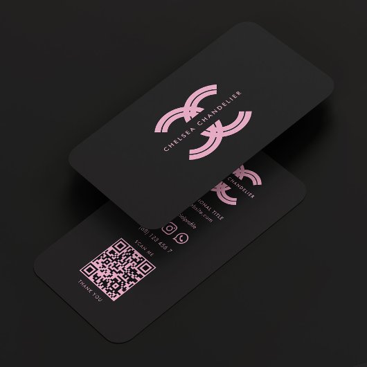 Ästhetisches Logo C Black Pink Monogram Beruflich Visitenkarte
