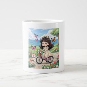 Ästhetisches Mädchen, das in einem schönen Garten  Jumbo-Tasse