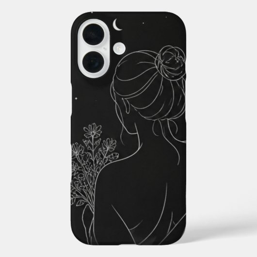 Ästhetisches Mädchen iPhone-Case – Schwarze Linien Case-Mate iPhone Hülle (Rückseite)