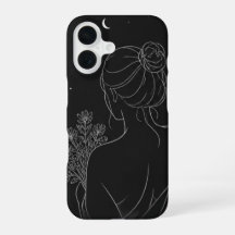 Ästhetisches Mädchen iPhone-Case – Schwarze Linien