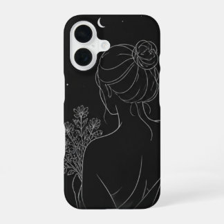 Ästhetisches Mädchen iPhone-Case – Schwarze Linien iPhone 16 Hülle
