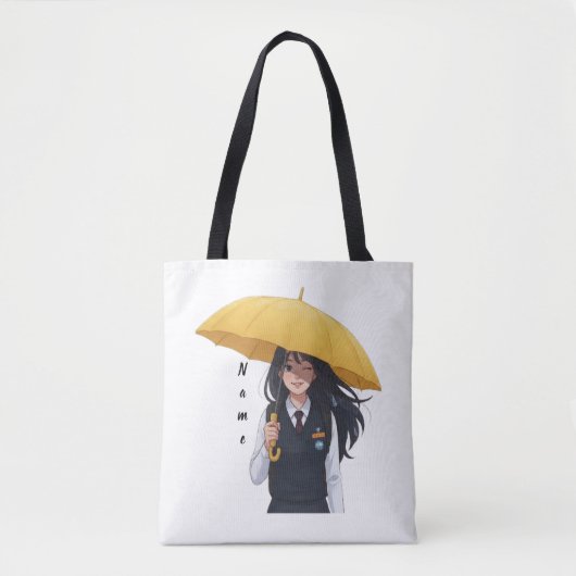 Ästhetisches Mädchen mit gelber Regenschirm-Tasche Tasche (Vorderseite)