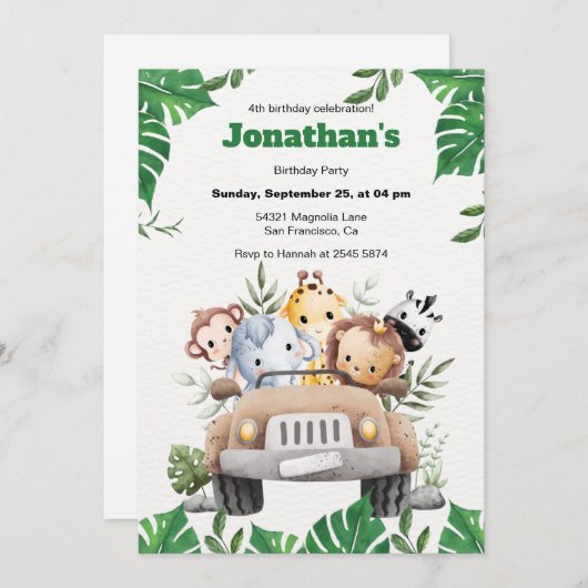 Ästhetisches Minimalistisches Tier Einladung zum G (Vorne/Hinten)