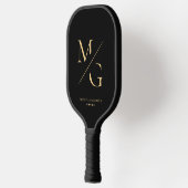 Ästhetisches Monogramm Beruflich Premium Black Pickleball Schläger (Links)