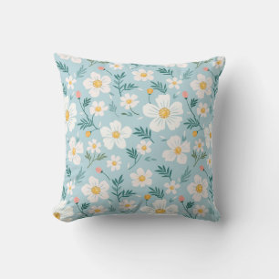Ästhetisches Pastellblaues Blumen-Wurfkissen Kissen