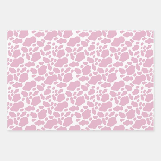 Ästhetisches Pastellrosa Kuh Druckmuster Geschenkpapier Set (Vorderseite 3)