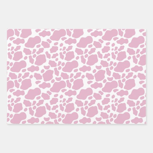 Ästhetisches Pastellrosa Kuh Druckmuster Geschenkpapier Set (Vorderseite 2)