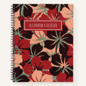 Ästhetisches Personalisiertes Rot-Schwarz-Flora-Mu Notizblock (Vorderseite)