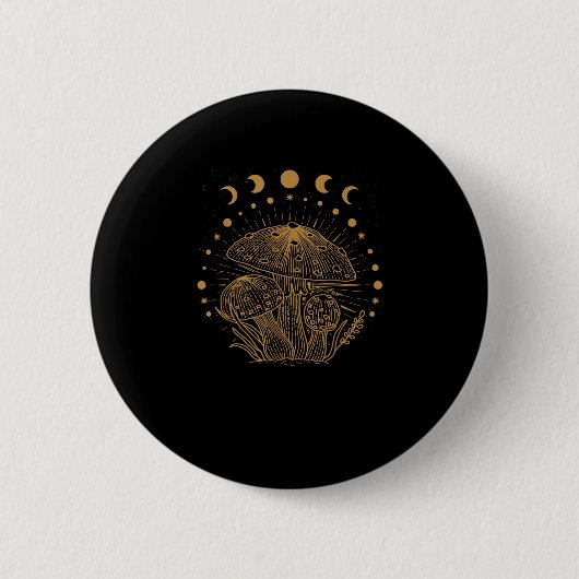 Ästhetisches Pilzhäuschen Goblincore Button (Vorderseite)