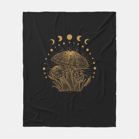 Ästhetisches Pilzhäuschen Goblincore Fleecedecke (Vorderseite)