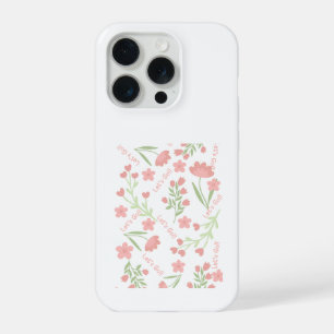 Ästhetisches rosa florales Let's Go-Typografiemust iPhone 15 Pro Hülle