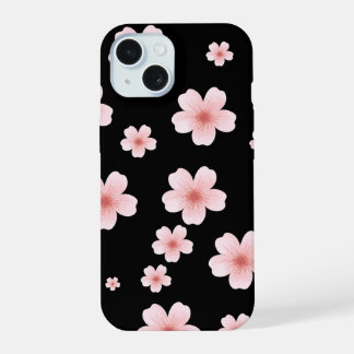Ästhetisches Rosa Kirschblütenmuster Dunkle Blüten iPhone 15 Hülle