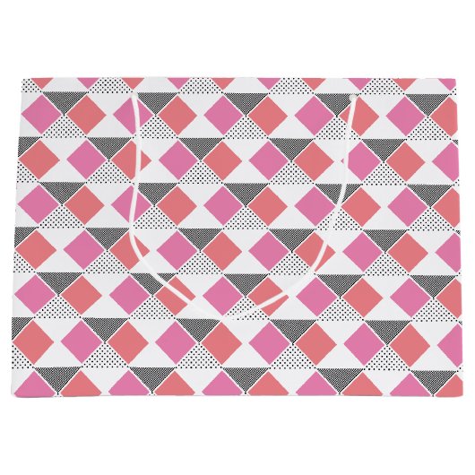 ästhetisches rosa und schwarzes Dreieck-Muster dek Große Geschenktüte (Vorderseite)