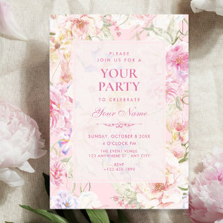 Ästhetisches rosa weiches floral einladung