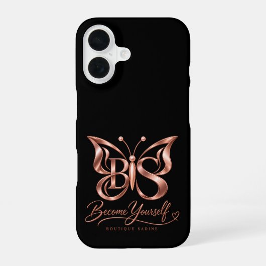 Ästhetisches Rose Gold Schmetterling Schwarz iPhon iPhone 16 Hülle (Rückseite)