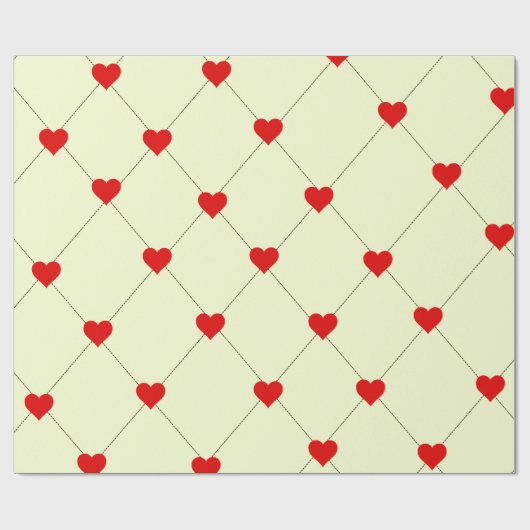 Ästhetisches Rot-Herzen-Muster-Geschenkpapier Geschenkpapier (Flach)
