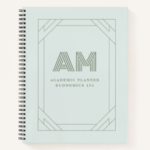 Ästhetisches Sage-Grün individuelles Monogramm aka Notizblock