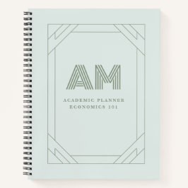 Ästhetisches Sage-Grün individuelles Monogramm aka Notizblock