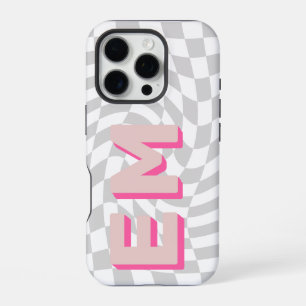 Ästhetisches Schachbrett-Trend-Monogramm iPhone 16 Pro Hülle