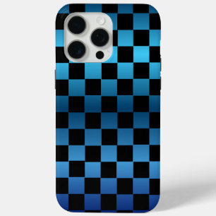 Ästhetisches Schwarz-Blau-Schachbrett Retro Case-Mate iPhone Hülle