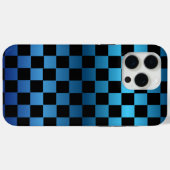 Ästhetisches Schwarz-Blau-Schachbrett Retro Case-Mate iPhone Hülle (Rückseite (Horizontal))