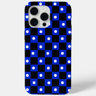 Ästhetisches Schwarz-Blau-Schachbrettmuster mit Re Case-Mate iPhone Hülle