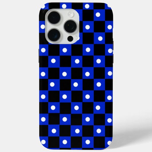 Ästhetisches Schwarz-Blau-Schachbrettmuster mit Re Case-Mate iPhone Hülle (Rückseite)