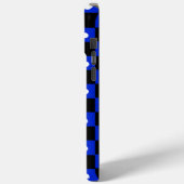 Ästhetisches Schwarz-Blau-Schachbrettmuster mit Re Case-Mate iPhone Hülle (Rückseite / Links)
