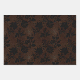 Ästhetisches Schwarz-Braun-Leopard-Muster Geschenkpapier Set