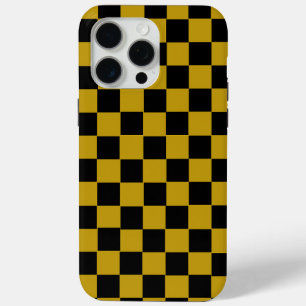 Ästhetisches Schwarz-Gold-Schachbrett Retro Case-Mate iPhone Hülle