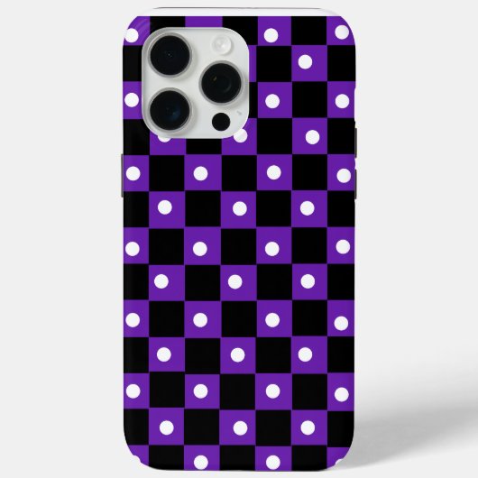 Ästhetisches Schwarz-Violett-Schachbrettmuster mit Case-Mate iPhone Hülle (Rückseite)