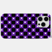 Ästhetisches Schwarz-Violett-Schachbrettmuster mit Case-Mate iPhone Hülle (Rückseite (Horizontal))